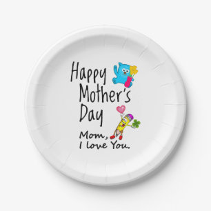 Happy Mütter Day. Mama, ich Liebe dich. Pappteller