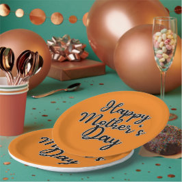 Happy Mütter Day Orange Paper Plate Pappteller