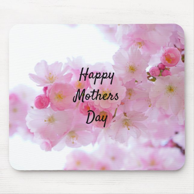 Happy Mütter Day Pink Cherry Tree Mousepad (Vorne)