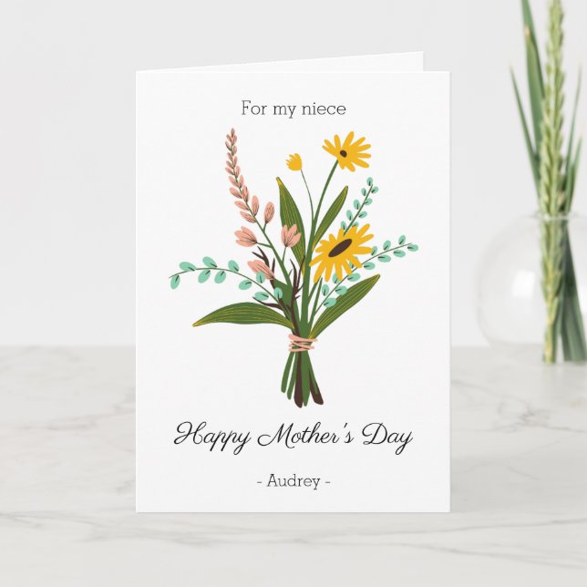 Happy Mütter Day to My Niece Floral Bouquet Karte (Vorderseite)