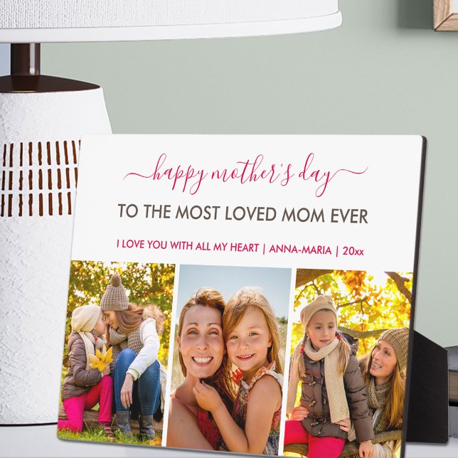 Happy Mütter Tag 3 FotoCollage Personalisiert Fotoplatte (Von Creator hochgeladen)