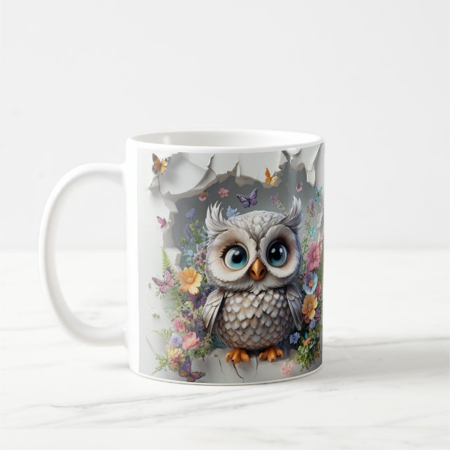 Happy Mutter Tag 3d Owl druckbare Design Kaffeetasse (Links)