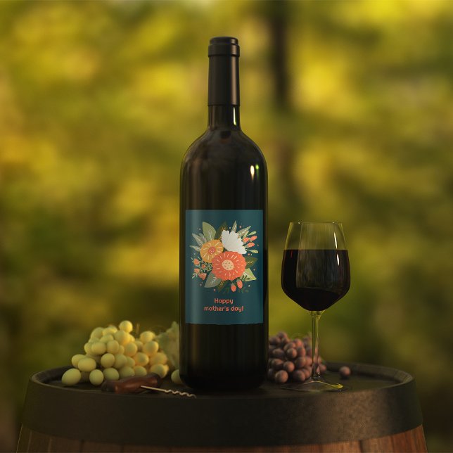 Happy Mutter Tag Blumenstrauß Weinetikett (Von Creator hochgeladen)