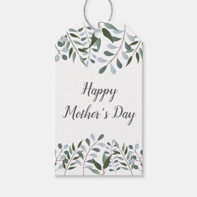 Happy Mütter Tag Eukalyptus Grüne Blüte Geschenkanhänger (Vorderseite)