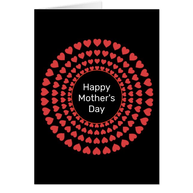 Happy Mutter Tag Herz Circle Mandala auf schwarz (Vorne)
