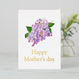 Happy Mütter Tag lila Blume Foil Holiday Card Folien Feiertagskarte