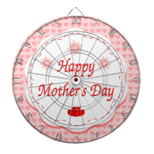 "HAPPY MUTTER'S DAY" PINK HEARTS DARTSCHEIBE
