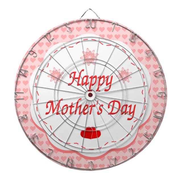 "HAPPY MUTTER'S DAY" PINK HEARTS DARTSCHEIBE (vorne)