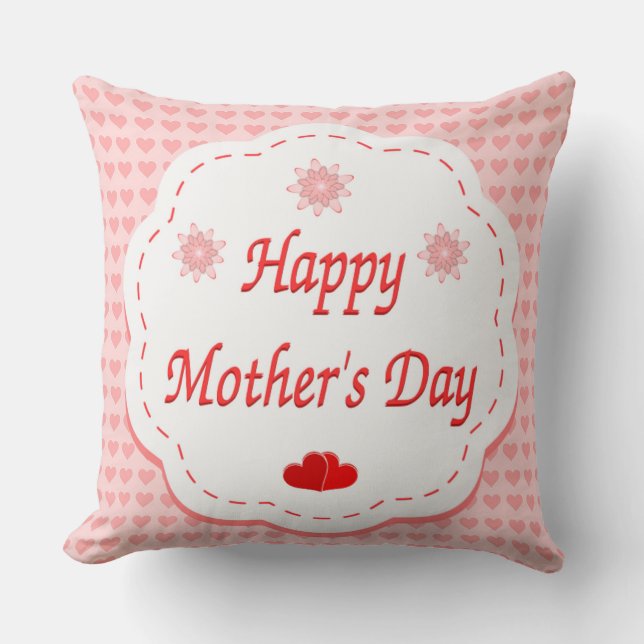 "HAPPY MUTTER'S DAY" PINK HEARTS KISSEN (Vorderseite)