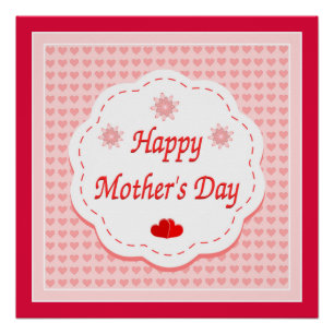 "HAPPY MUTTER'S DAY" PINK HEARTS POSTER