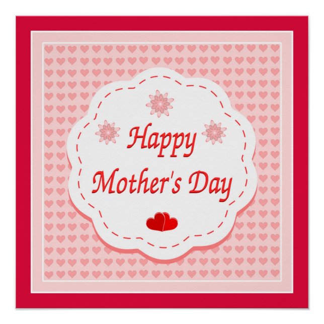"HAPPY MUTTER'S DAY" PINK HEARTS POSTER (Vorderseite)