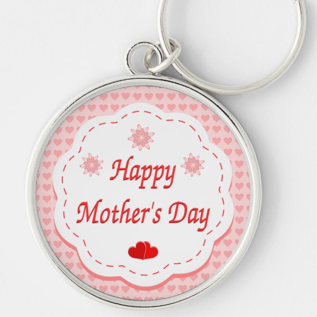 "HAPPY MUTTER'S DAY" PINK HEARTS SCHLÜSSELANHÄNGER (Vorne)