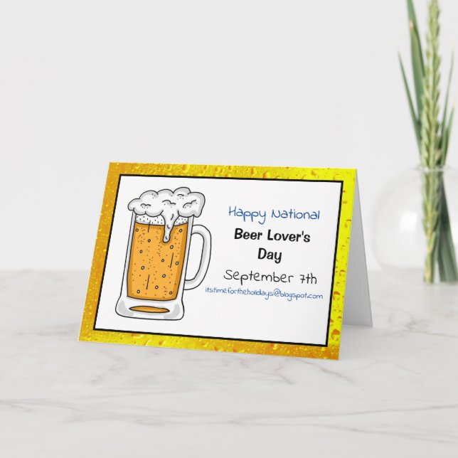Happy National Beer Lover's Day, Funny Holidays Ca Karte (Vorderseite)