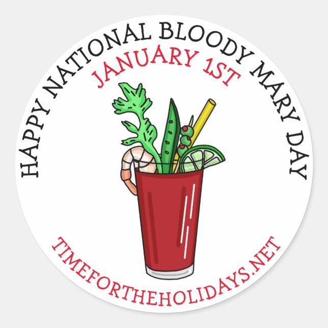 Happy National Bloody Mary Day Januar Runder Aufkleber (Vorderseite)