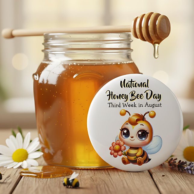 Happy National Honey Bee Day! Button (Von Creator hochgeladen)