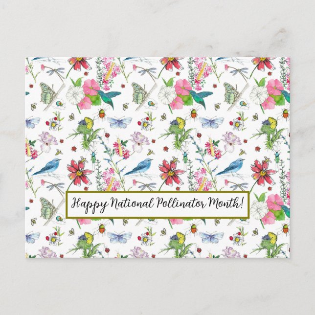 Happy National Pollinators Monat Juni Honeybien Postkarte (Vorderseite)
