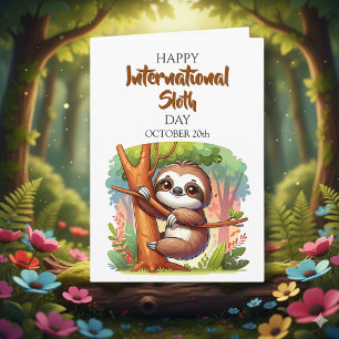 Happy National Sloth Day 20. Oktober Karte