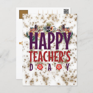Happy National Teachers Day Floral Aufwertung Feiertagspostkarte