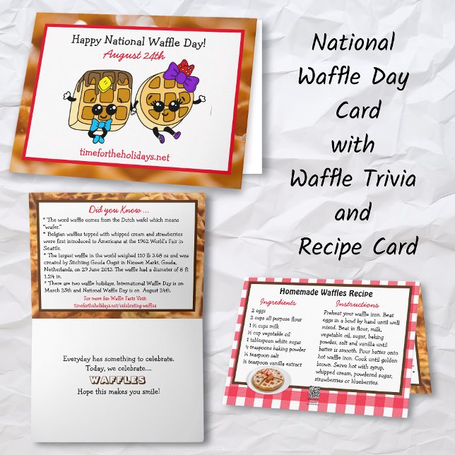 Happy National Waffle Day + Rezept Card Karte (Von Creator hochgeladen)