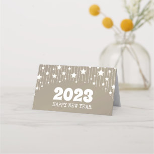 Happy Neues Jahr 2023 Hängende Sterne Garland Platzkarte
