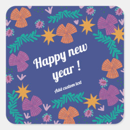 Happy neues Jahr 2024 personalisierbar blau modern Quadratischer Aufkleber