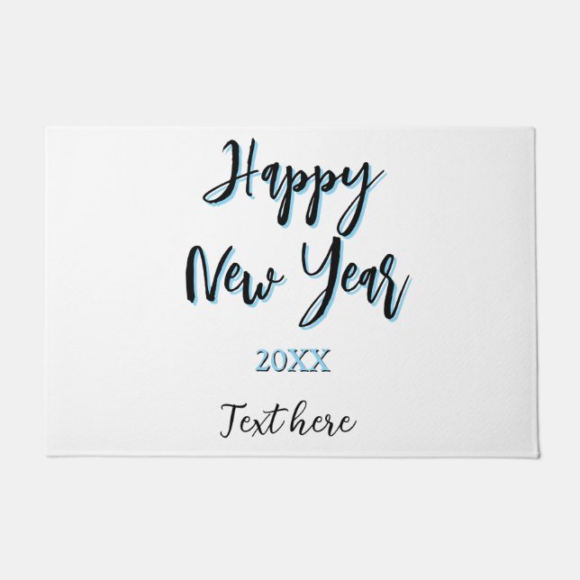 Happy neues Jahr blau schwarz kalt schlicht Jahr s Fußmatte (Vorderseite)