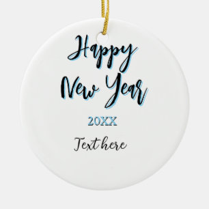 Happy neues Jahr blau schwarz kalt schlicht Jahr s Keramik Ornament
