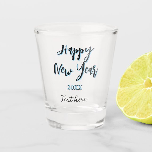 Happy neues Jahr blau schwarz kalt schlicht Jahr s Schnapsglas (Vorderseite)