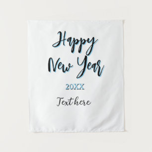Happy neues Jahr blau schwarz kalt schlicht Jahr s Wandteppich