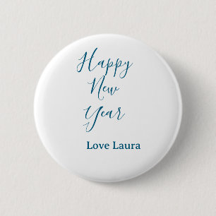 Happy neues Jahr hinzufügen Name Liebe blau schlic Button