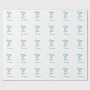 Happy neues Jahr hinzufügen Name Liebe blau schlic Geschenkpapier