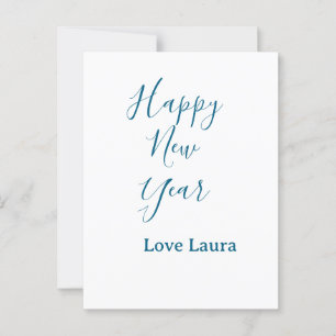 Happy neues Jahr hinzufügen Name Liebe blau schlic Postkarte
