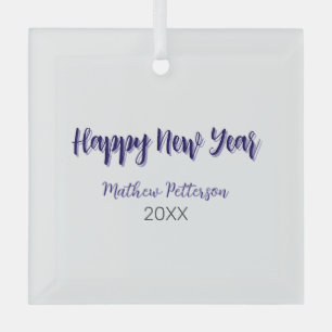 Happy neues Jahr lila schwarz hinzufügen Jahr einf Ornament Aus Glas