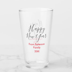 Happy neues Jahr rot gra fügen Familienname Jahr e Glas