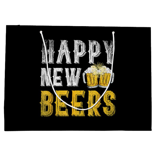 Happy New Beers Party Große Geschenktüte (Rückseite)