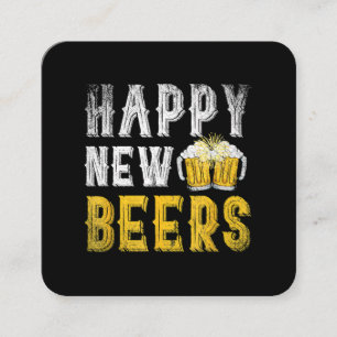 Happy New Beers Party Quadratische Visitenkarte