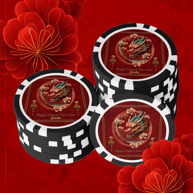 Happy new chinese dragon year pokerchips (Chinese new year)