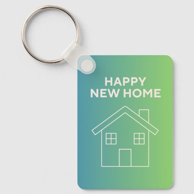 Happy New Home with Green Gradient Background Schlüsselanhänger (Vorderseite)