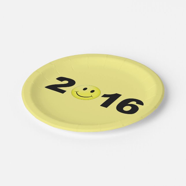 Happy New Year 2016 Funny Sweet Number Pappteller (Schrägansicht)