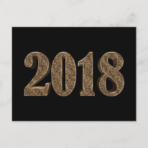 Happy New Year 2018 Elegant Gold Glitter Numbers Feiertagspostkarte