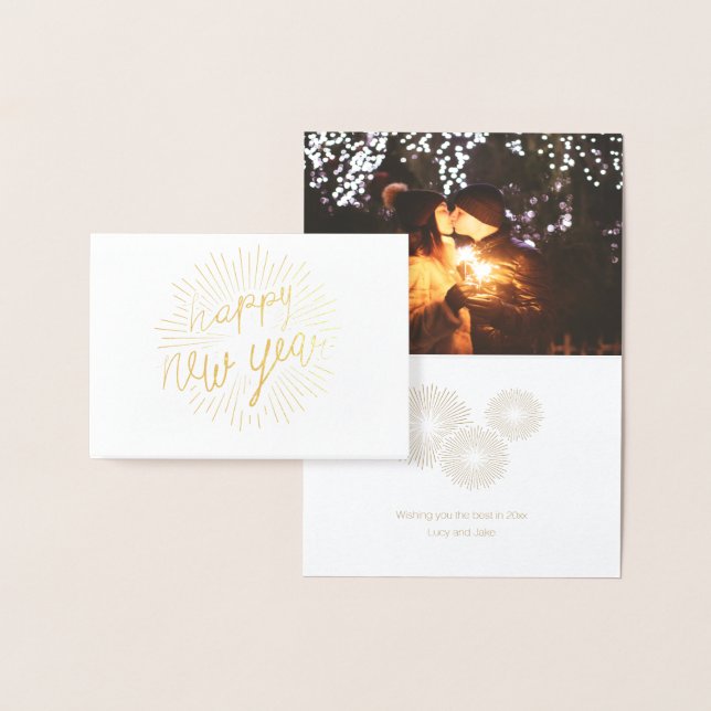 Happy New Year 2018 Shining Golden Rays Folienkarte (Anzeige)