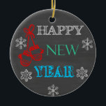 Happy New Year 2019 Chalkboard Ornament<br><div class="desc">Alles Gute zum Neujahr 2019. Hänge auf dem Weihnachtsbaum oder gib als Geschenk. Bilder,  die auf diesem Artikel verwendet werden,  sind offiziell lizenziert / © Graphics Factory.com</div>