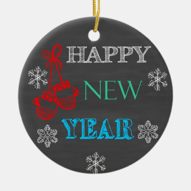 Happy New Year 2019 Chalkboard Ornament (Vorne)