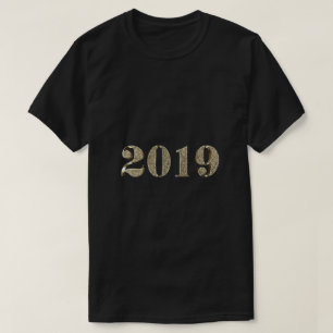 Happy New Year 2019 Elegant Gold Look Typografie T-Shirt