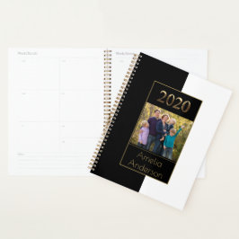 Happy New Year 2020 Black and White Gold Elegant Planer