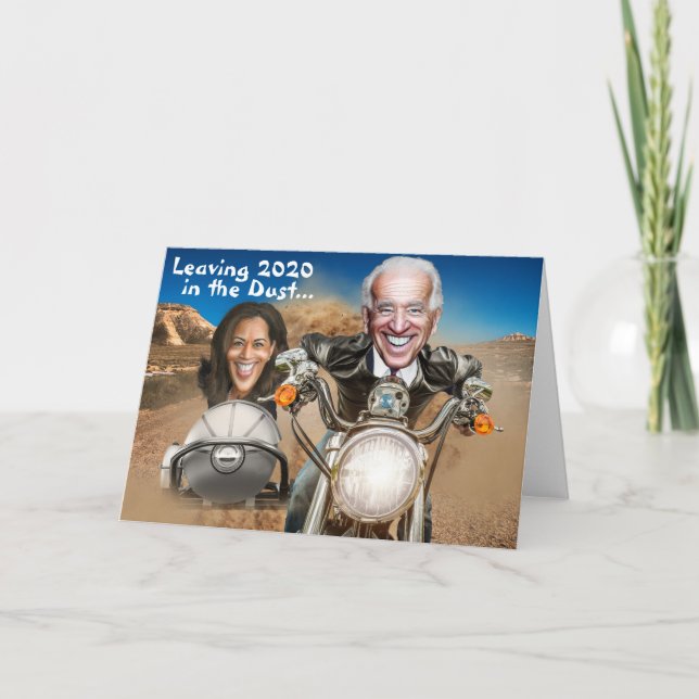 Happy New Year 2021, Biden & Harris Bikers Karte (Vorderseite)