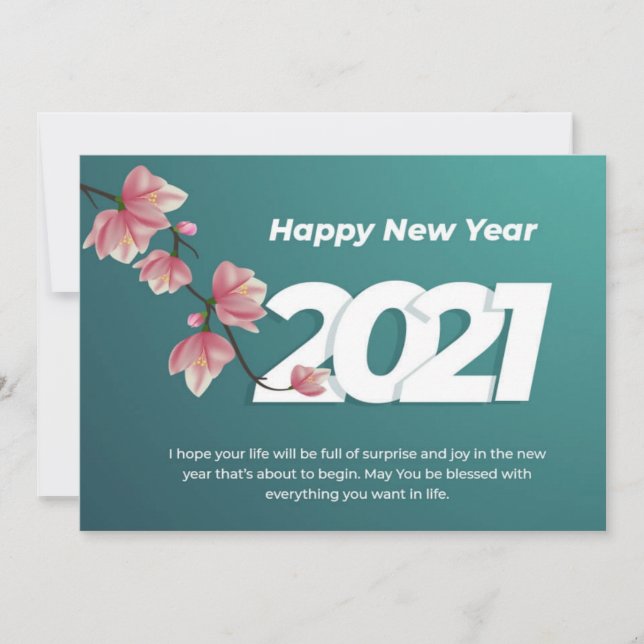 Happy New Year 2021 Celebrate Wish Card Dankeskarte (Vorderseite)