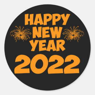 Happy New Year 2022 Classic Round Aufkleber