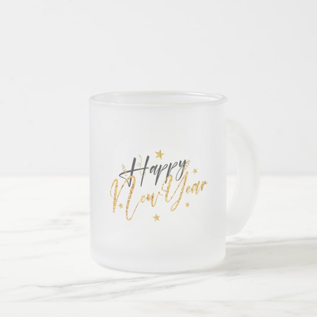 Happy New Year 2022 Design mit Geschliffenem Brief Mattglastasse (VorderseiteRechts)