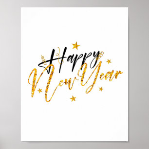 Happy New Year 2022 Design mit Geschliffenem Brief Poster